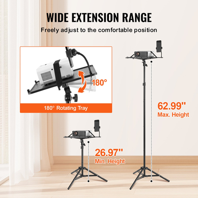 Βάση προβολέα VEVOR Βάση φορητού υπολογιστή Τρίποδο ρυθμιζόμενο ύψος από 26,97 έως 63 ίντσες