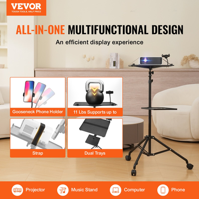 Βάση προβολέα VEVOR με ρόδες Βάση φορητού υπολογιστή Ύψος τρίποδα από 31,3 έως 67,3