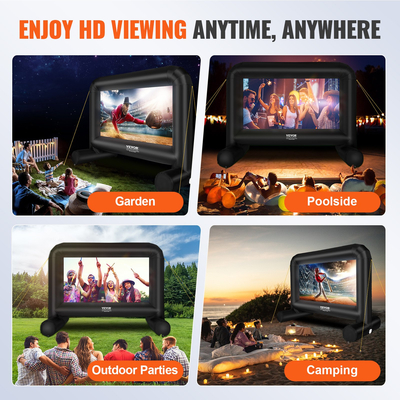 Φουσκωτή οθόνη ταινίας VEVOR, 14 FT φουσκωτή οθόνη προβολέα για εξωτερικό χώρο με φυσητήρα και τσάντα μεταφοράς, μπροστινή/πίσω προβολή, Oxford Fabric Blow Up Screen για υπαίθρια πάρτι Backyard Movie Night