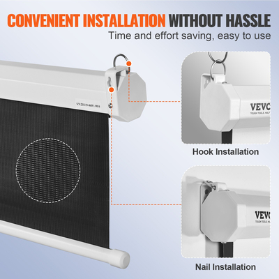 VEVOR Μη αυτόματη Οθόνη Προβολέα Πτυσσόμενη, 100 ιντσών 16:9 4K 1080 HD Ανασυρόμενη οθόνη προβολής, Φορητή οθόνη προβολής με αυτόματο κλείδωμα, Φορητή οθόνη ταινίας προβολέα για Family Home Office Theatre