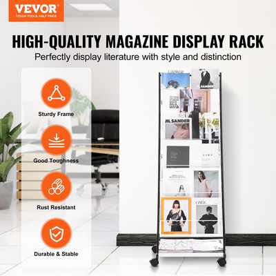 Μπροσούρα VEVOR Display Rack 6-Tier Magazine Literature Display Stand 4 Wheels