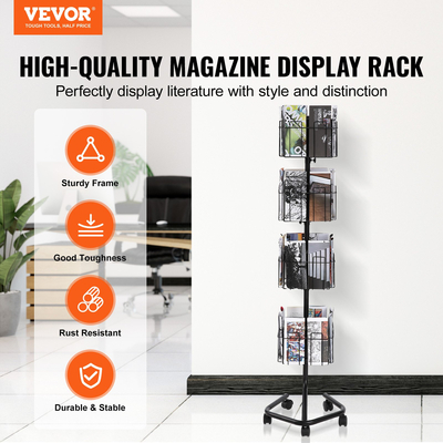 Μπροσούρα VEVOR Display Rack 32-Pocket Rotating Literature Display Stand 5 Wheels