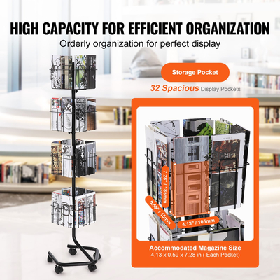 Μπροσούρα VEVOR Display Rack 32-Pocket Rotating Literature Display Stand 5 Wheels