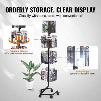 Μπροσούρα VEVOR Display Rack 32-Pocket Rotating Literature Display Stand 5 Wheels