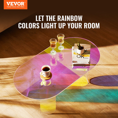 Ακρυλικό τραπεζάκι σαλονιού VEVOR, Ακρυλικό ιριδίζον Τραπέζι, ύψους 13,8 ιντσών, πολύχρωμο ακρυλικό βοηθητικό τραπέζι, για καφέ, ποτό, φαγητό, σνακ που χρησιμοποιείται σε σαλόνι, αυλή, βεράντα
