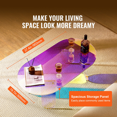 Ακρυλικό τραπεζάκι σαλονιού VEVOR, Ακρυλικό ιριδίζον Τραπέζι, ύψους 13,8 ιντσών, πολύχρωμο ακρυλικό βοηθητικό τραπέζι, για καφέ, ποτό, φαγητό, σνακ που χρησιμοποιείται σε σαλόνι, αυλή, βεράντα