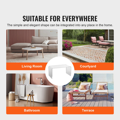 Ακρυλικό τραπέζι σαλονιού VEVOR, Διαφανές ακρυλικό ακρυλικό τραπέζι σε σχήμα C, διαφανές ακρυλικό βοηθητικό τραπέζι ύψους 16,3 ιντσών, για καφέ, ποτό, φαγητό, σνακ που χρησιμοποιείται σε σαλόνι, αυλή, βεράντα