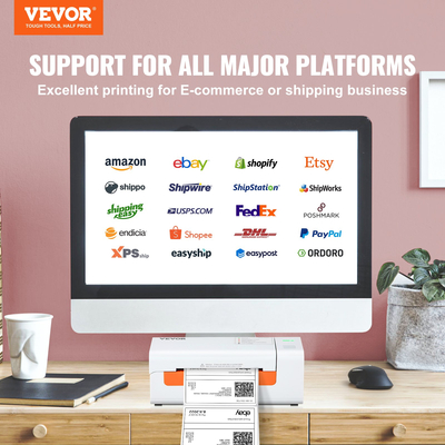 Θερμικός εκτυπωτής ετικετών VEVOR, εκτυπωτής ετικετών 4x6, Θερμικός κατασκευαστής ετικετών με αυτόματη αναγνώριση ετικετών, υποστήριξη Windows/MacOS/Linux, Συμβατός με Amazon, eBay, Etsy, UPS κ.λπ.