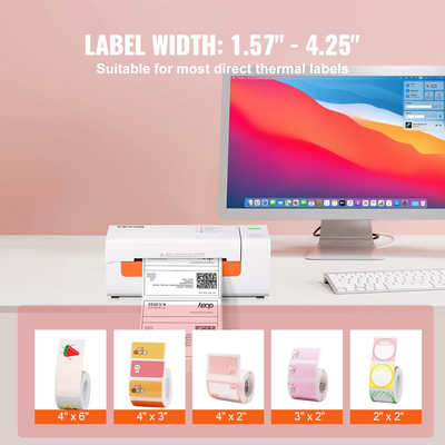 Θερμικός εκτυπωτής ετικετών VEVOR, εκτυπωτής ετικετών 4x6, Θερμικός κατασκευαστής ετικετών με αυτόματη αναγνώριση ετικετών, υποστήριξη Windows/MacOS/Linux, Συμβατός με Amazon, eBay, Etsy, UPS κ.λπ.