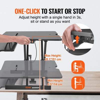 Μετατροπέας γραφείου VEVOR Standing Desk Riser δύο επιπέδων Stand up Desk Riser, μεγάλος ορθογώνιος μετατροπέας επιφάνειας εργασίας 36 ιντσών, ρυθμιζόμενο ύψος 5,5-20,1 ιντσών, για οθόνη, πληκτρολόγιο και αξεσουάρ στο Home Office