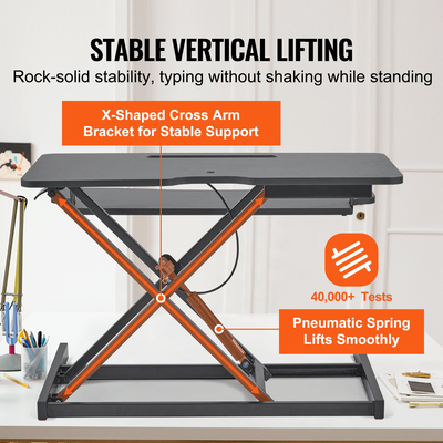 Μετατροπέας γραφείου VEVOR Standing Desk Riser δύο επιπέδων Stand up Desk Riser, μεγάλος ορθογώνιος μετατροπέας επιφάνειας εργασίας 36 ιντσών, ρυθμιζόμενο ύψος 5,5-20,1 ιντσών, για οθόνη, πληκτρολόγιο και αξεσουάρ στο Home Office