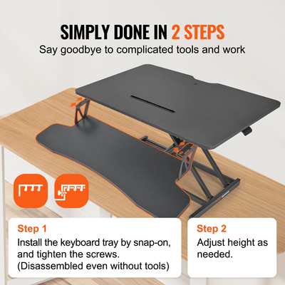 Μετατροπέας γραφείου VEVOR Standing Desk Riser δύο επιπέδων Stand up Desk Riser, μεγάλος ορθογώνιος μετατροπέας επιφάνειας εργασίας 36 ιντσών, ρυθμιζόμενο ύψος 5,5-20,1 ιντσών, για οθόνη, πληκτρολόγιο και αξεσουάρ στο Home Office
