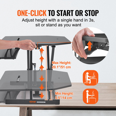 Μετατροπέας γραφείου VEVOR Standing Desk Riser δύο επιπέδων Stand up Desk Riser, Large Sit to Stand Desk Converter 36 ιντσών, ρυθμιζόμενο ύψος 5,5-20,1 ιντσών, για οθόνη, πληκτρολόγιο και αξεσουάρ που χρησιμοποιούνται στο Home Office