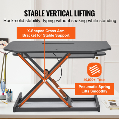 Μετατροπέας γραφείου VEVOR Standing Desk Riser δύο επιπέδων Stand up Desk Riser, Large Sit to Stand Desk Converter 36 ιντσών, ρυθμιζόμενο ύψος 5,5-20,1 ιντσών, για οθόνη, πληκτρολόγιο και αξεσουάρ που χρησιμοποιούνται στο Home Office