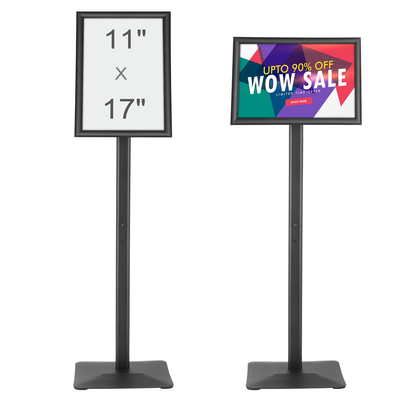 Βάση επιγραφών VEVOR Pedestal, 11 x 17 ιντσών κάθετη και οριζόντια ρυθμιζόμενη βάση αφίσας, βαρέως τύπου βάση επιγραφής δαπέδου με μεταλλική βάση για προβολή, διαφήμιση και εξωτερικούς χώρους, μαύρο