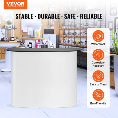 VEVOR Portable Tradeshow Podium Podium, 51,18&quot; x 18,31&quot; x 37,4&quot;, Εκθεσιακός πάγκος έκθεσης με τοίχο, Πτυσσόμενος πίνακας προώθησης λιανικής μπαρ Pop Up Podium με ράφι αποθήκευσης, τσάντα μεταφοράς