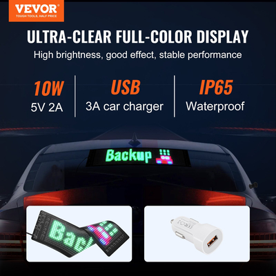 VEVOR 38x10cm Προγραμματιζόμενη πινακίδα LED Πίνακας οθόνης κύλισης P5 Full Color