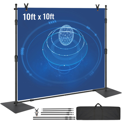 Kit Pipe and Drape VEVOR 10ft x 10ft, Βάση για σκηνικό βαρέως τύπου με βάση από ανθρακούχο χάλυβα, ρυθμιζόμενη στήριξη σκηνικού με 6 σφιγκτήρες και μια τσάντα μεταφοράς για γάμους, πάρτι, εκδηλώσεις, φωτογραφία και έκθεση