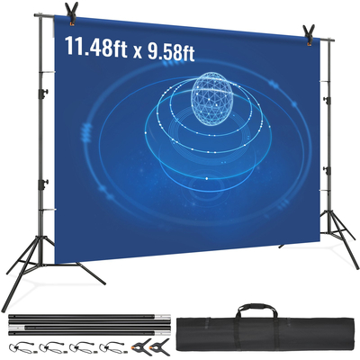 Βάση σκηνικού VEVOR 12 x 10 ft, Βάση σκηνικού βαρέως τύπου, ρυθμιζόμενο ύψος, σύστημα υποστήριξης φόντου με 6 σφιγκτήρες και μια τσάντα μεταφοράς, για πάρτι, γάμο, οθόνη, φωτογραφία