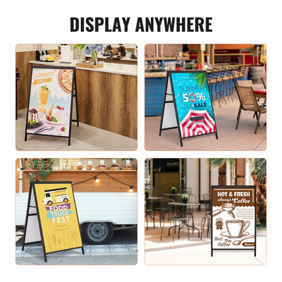 Πινακίδα VEVOR A Frame Sidewalk, Στήριγμα συρόμενης πινακίδας βαρέως τύπου 24x36 ιντσών, πτυσσόμενες επιγραφές σάντουιτς διπλής όψεως, αφίσα πινακίδας από χάλυβα πεζοδρομίου για υπαίθριες επιχειρήσεις στο δρόμο (μόνο πλαίσιο)