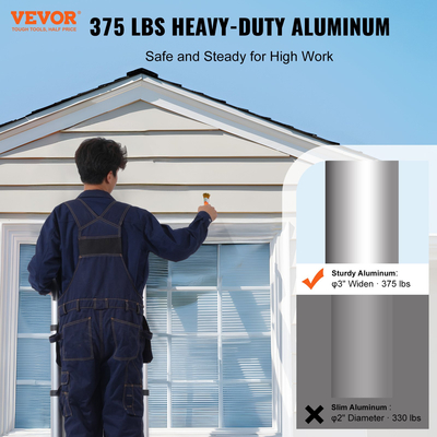 VEVOR Telescoping Extension Ladder 16,5FT-Shape with Stabilizer Bar for RV