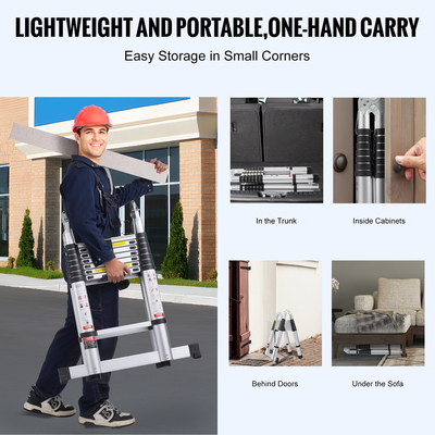 VEVOR Telescoping Extension Ladder 16,5FT-Shape with Stabilizer Bar for RV