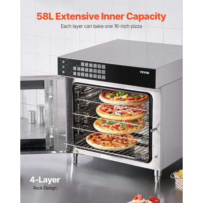 VEVOR Πάγκος Φούρνος Convection Εμπορική Τοστιέρα Baker Ανοξείδωτο 58L