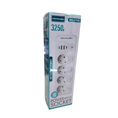 Πολύπριζο 4 θέσεων με διακόπτες & θύρες USB - KOS-27020EU - 270209