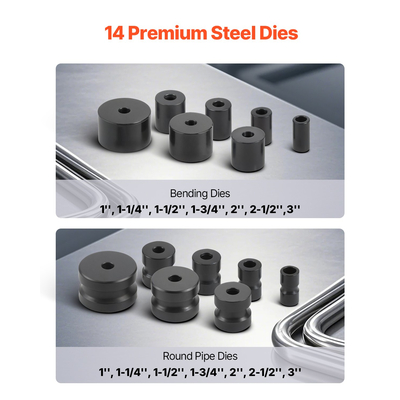 VEVOR Manual Pipe Bender Max 2&quot; OD Pipe Bending Tube with 14 Bending Dies