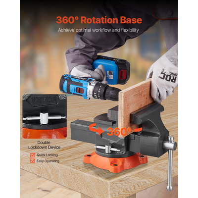 Βάση κλειδώματος με περιστρεφόμενη περιστρεφόμενη σιδερένια βάση πολλαπλών χρήσεων VEVOR 5,5&quot; με όλκιμο σίδηρο