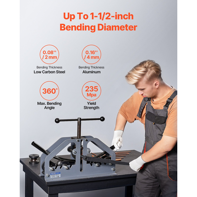 VEVOR Tube Roller Bender Max 1-1/2&quot; Manual Tube Roller Bender with 6 Die
