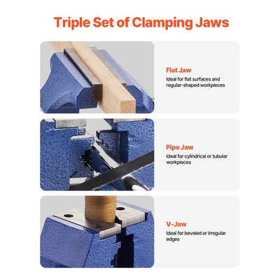 VEVOR 6-1/2&quot; Πάγκος πολλαπλών χρήσεων Μέγγενη βαρέως τύπου όλκιμο σίδηρο περιστρεφόμενη βάση 360°