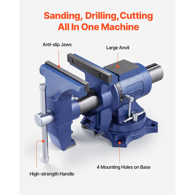 VEVOR 6-1/2&quot; Πάγκος πολλαπλών χρήσεων Μέγγενη βαρέως τύπου όλκιμο σίδηρο περιστρεφόμενη βάση 360°