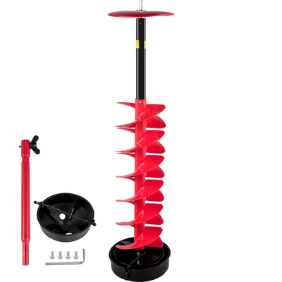 VEVOR Ice Drill Auger, 6\&quot; Diameter Nylon Ice Auger, 39\&quot; Length Ice Auger Bit, Auger Drill with 11,8\&quot; Extension Rod, Auger Bit with Drill Adapter, Top Plate &amp; Blade Guard for Ice Fishing Ice Burrowing
