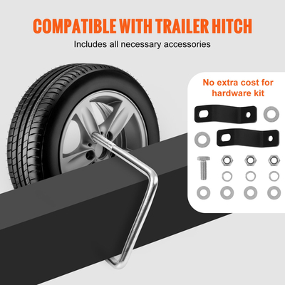Ανταλλακτικό ελαστικό VEVOR, με ψευδάργυρο U-Bolt Πλαϊνή βάση στήριξης ανταλλακτικού ελαστικού με κλειδαριά, χωρητικότητα 160 λίβρες, τροχοί 4 &amp; 5 ωτίδες σε μοτίβα μπουλονιών 4&quot;, 4,5&quot;, 5 ιντσών, για γλώσσα τρέιλερ, ρυμουλκούμενο θαλάσσης