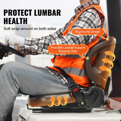 VEVOR Universal Forklift κάθισμα, κάθισμα τρακτέρ με ρυθμιζόμενη γωνία πλάτη, μικροδιακόπτης και ζώνη ασφαλείας, περιτυλιγμένο κάθισμα περονοφόρου για εκσκαφέα φορτωτή τρακτέρ