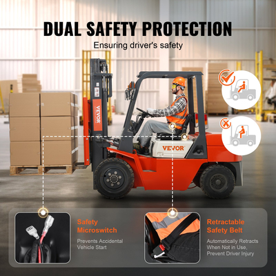 VEVOR Universal Forklift Seat, αναδιπλούμενο κάθισμα τρακτέρ με ρυθμιζόμενη γωνία πλάτη, μικροδιακόπτης και πτυσσόμενη ζώνη ασφαλείας, 6,3-13,4 ιντσών κάθισμα περονοφόρου για εκσκαφέα φορτωτή τρακτέρ