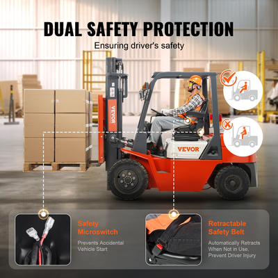 Ανάρτηση καθίσματος τρακτέρ VEVOR Universal, Πτυσσόμενο κάθισμα περονοφόρου με ρυθμιζόμενη γωνία πλάτη, μικροδιακόπτης, ζώνη ασφαλείας και υποβραχιόνια, κάθισμα τρακτέρ 3 επιπέδων απορρόφησης κραδασμών για εκσκαφέα φορτωτή τρακτέρ