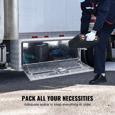 Κιβώτιο αποθήκευσης φορτηγών κάτω από το φορτηγό 36&quot;×17&quot;×18&quot; Κιβώτιο αποθήκευσης παραλαβών, βαρέων καθηκόντων κιβώτιο εργαλείων πιάτων διαμαντιών αργιλίου με την κλειδαριά και τα κλειδιά, αδιάβροχο κιβώτιο αποθήκευσης ρυμουλκών με την κλειδαριά λαβών Τ για το φορτηγό, φορτηγό, ρυμουλκό