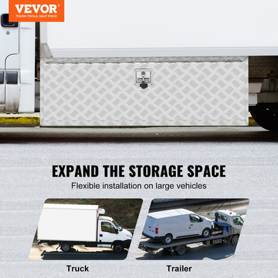 VEVOR Underbody Truck Box, 48&quot;×17&quot;×18&quot; Pickup Storage Box, Heavy Duty Aluminium Diamond Plate Tool Box με κλειδαριά και κλειδιά, Αδιάβροχο κουτί αποθήκευσης τρέιλερ με μάνταλο T-Handle για φορτηγό, φορτηγό, ρυμουλκούμενο