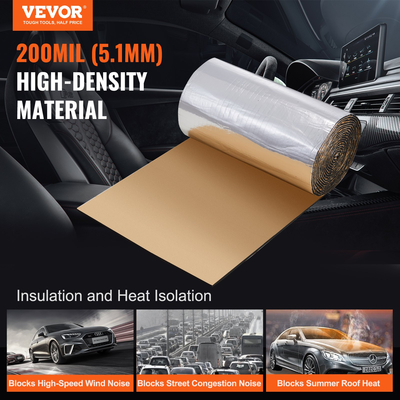 VEVOR Car Sound Deadening Mat, 200 mil 3,3sq.m Automotive Sound Deadener, High Density Foam Sound Deadener Material &amp; Heat Barrier, Double Layer Waterproof Structure Acoustic Insulation Mat