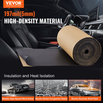 VEVOR Car Sound Deadening Mat, 210 mil 3,3sq.m Automotive Sound Deadener, High Density Foam Sound Deadener Material &amp; Heat Barrier, Double Layer Waterproof Structure Acoustic Insulation Mat