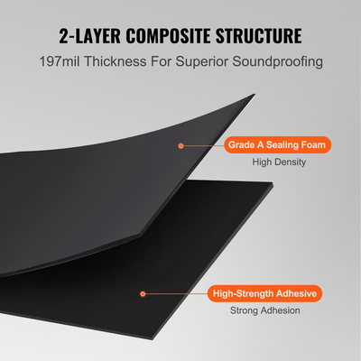 VEVOR Car Sound Deadening Mat, 210 mil 3,3sq.m Automotive Sound Deadener, High Density Foam Sound Deadener Material &amp; Heat Barrier, Double Layer Waterproof Structure Acoustic Insulation Mat