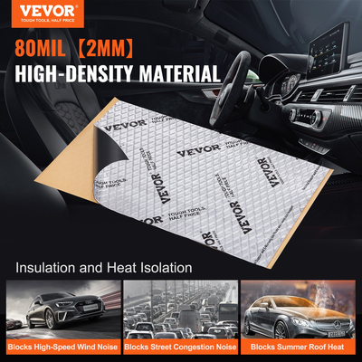 VEVOR Car Sound Deadening Mat, 80 mil 3,3sq.m Υλικό Ηχοαπόσβεσης Αυτοκινήτου, Βουτυλικό Υλικό Ηχοαπόσβεσης Αυτοκινήτων, Ηχομόνωση και Υλικό Απόσβεσης Δονήσεων για Αυτοκίνητο