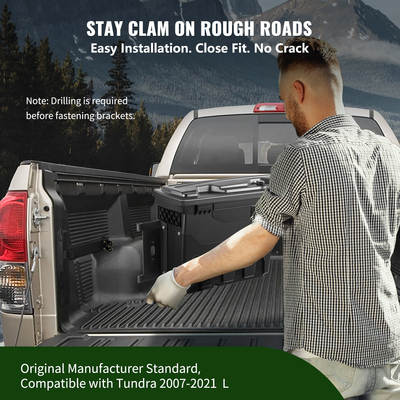 Κουτί αποθήκευσης κρεβατιού φορτηγού VEVOR, κάλυμμα που κλειδώνει, αδιάβροχο ABS εργαλειοθήκη φρεατίου τροχού 6,6 Gal/20 L με λουκέτο κωδικού πρόσβασης, Συμβατό με Tundra 2007-2021, Πλευρά οδηγού, Μαύρο