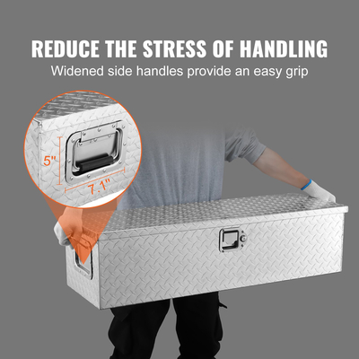 Κιβώτιο εργαλείων κρεβατιού φορτηγού VEVOR Heavy Duty, Εργαλειοθήκη Diamond Plate Toolbox με Πλαϊνή λαβή και κλειδαριά, Storage Tool Box Box Organizer για παραλαβή, Κρεβάτι φορτηγού, RV, Trailer, 39&quot;x13&quot;x10&quot;, Ασημί