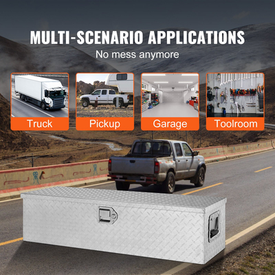 Κιβώτιο εργαλείων κρεβατιού φορτηγού VEVOR Heavy Duty, Εργαλειοθήκη Diamond Plate Toolbox με Πλαϊνή λαβή και κλειδαριά, Storage Tool Box Box Organizer για παραλαβή, Κρεβάτι φορτηγού, RV, Trailer, 39&quot;x13&quot;x10&quot;, Ασημί