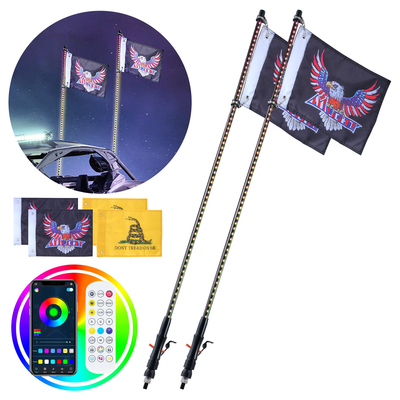 VEVOR LED Whip Light 2PCS 4FT RGB φως κεραίας με εφαρμογή Flag Remote ATV UTV RZR
