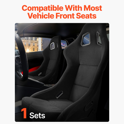 VEVOR 2 Σετ Racing Seat Ενσωματωμένη αγωνιστική καρέκλα με Velor Fabric &amp; Slider