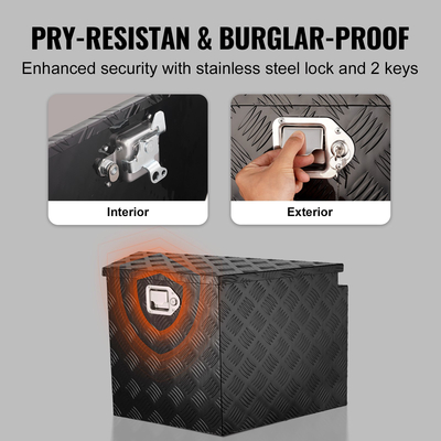 VEVOR Trailer Tongue Box, Αλουμίνιο Diamond Plate Tongue Box Box Box, Heavy Duty Trailer Box Storage with Lock and Keys, Utility Trailer Tongue Box for Pickup Truck, RV, Trailer, 39&quot;x16.5&quot;x12